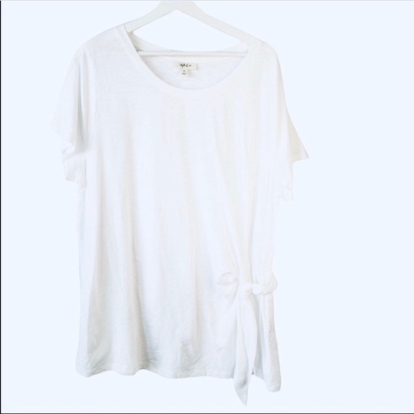 NEW Style & Co Plus White Top Tee Shirt Side Tie Short Sleeves Size 1X - Picture 4 of 7